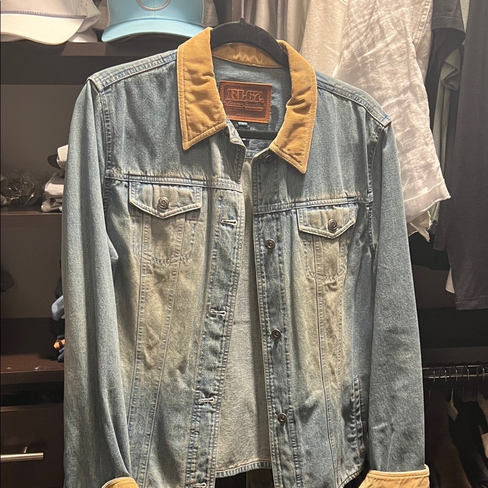 Ralph Lauren Light Blue Denim Jacket with Tan Collar